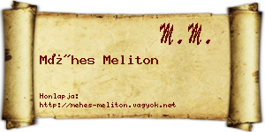Méhes Meliton névjegykártya